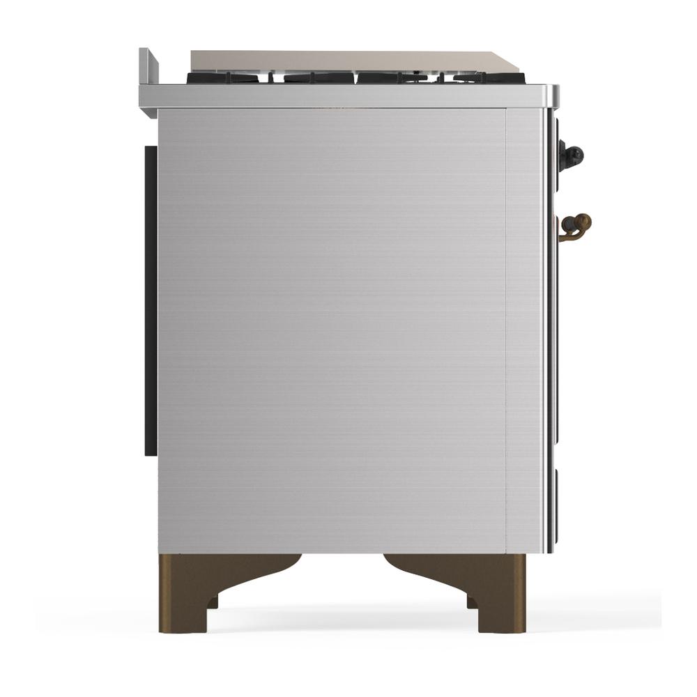 ILVE UM36FNR3SSBLP Majestic III 36 inch Dual Fuel Range with 6 Black Brass Burners and Griddle, Dual Function Burner up to 25,000 BTU (Triple Glass Door, Stainless Steel, Burnished, Liquid Propane)