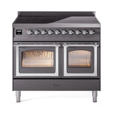 ILVE UNDI406NMPMGC Nostalgie II Noblesse 40 inch Induction Range (Triple Glass Door, Graphite Matte, Chrome)