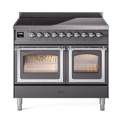 ILVE UNDI406NMPMGC Nostalgie II Noblesse 40 inch Induction Range (Triple Glass Door, Graphite Matte, Chrome)