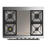 ILVE UM36FNR3AWBLP Majestic III 36 inch Dual Fuel Range with 6 Black Brass Burners and Griddle, Dual Function Burner up to 25,000 BTU (Triple Glass Door, Antique White, Burnished, Liquid Propane)