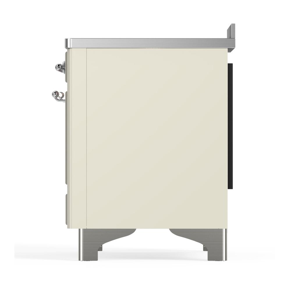 ILVE UMIB48QNR3AWC Majestic III 48 inch Induction Range with 6 Elements, 5.02 cu. ft. Total Oven Capacity (Solid Door, Antique White, Chrome)