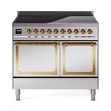 ILVE UNDI406QNMPSSG Nostalgie II Noblesse 40 inch Induction Range (Solid Door, Stainless Steel, Brass)