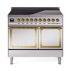 ILVE UNDI406QNMPSSG Nostalgie II Noblesse 40 inch Induction Range (Solid Door, Stainless Steel, Brass)