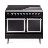 ILVE UNDI406QNMPBKC Nostalgie II Noblesse 40 inch Induction Range (Solid Door, Glossy Black, Chrome)