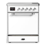 ILVE UMIB30QNR3WHC Majestic III 30 inch Induction Range with 4 Elements, 4 cu. ft. Oven Capacity (Solid Door, White, Chrome)