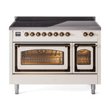 ILVE UNI486NMPAWB Nostalgie II Noblesse 48 inch Induction Range (Triple Glass Door, Antique White, Burnished)
