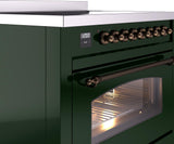 Nostalgie II 36 Inch Electric Freestanding Range in Emerald Green with Bronze Trim