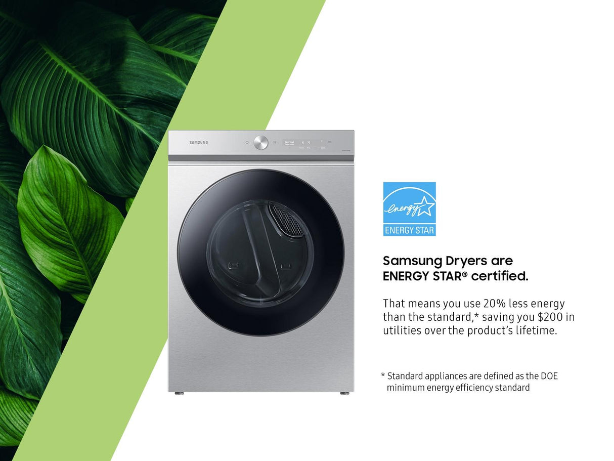 Bespoke 7.6 cu. ft. Ultra Capacity Gas Dryer with Super Speed Dry and AI Smart Dial in Silver Steel