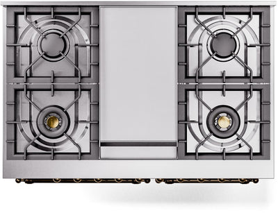 Nostalgie II 40 Inch Dual Fuel Natural Gas Freestanding Range in Glossy Black with Chrome Trim