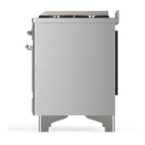 ILVE UM36FNR3SSC Majestic III 36 inch Dual Fuel Range with 6 Black Brass Burners and Griddle, Dual Function Burner up to 25,000 BTU (Triple Glass Door, Stainless Steel, Chrome, Natural Gas)