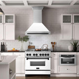 36 in. ZLINE Autograph Edition DuraSnow Stainless Steel Range Hood with White Matte Shell and Accented Handle (8654SNZ-WM36) [Color: Matte Black]