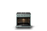 36"W. Dual Fuel Range (Burner: 6b, Finish: Splash, Trim: Polished Chrome, Fuel: Natural Gas)
