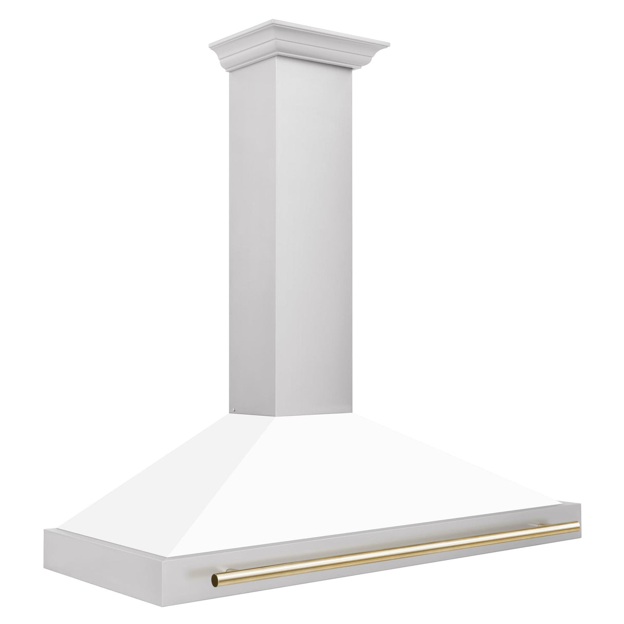 ZLINE 48 in. Autograph Edition Convertible Stainless Steel Range Hood with White Matte Shell and Champagne Bronze Accents (KB4STZ-WM48-CB) [Color: Gold Accents]
