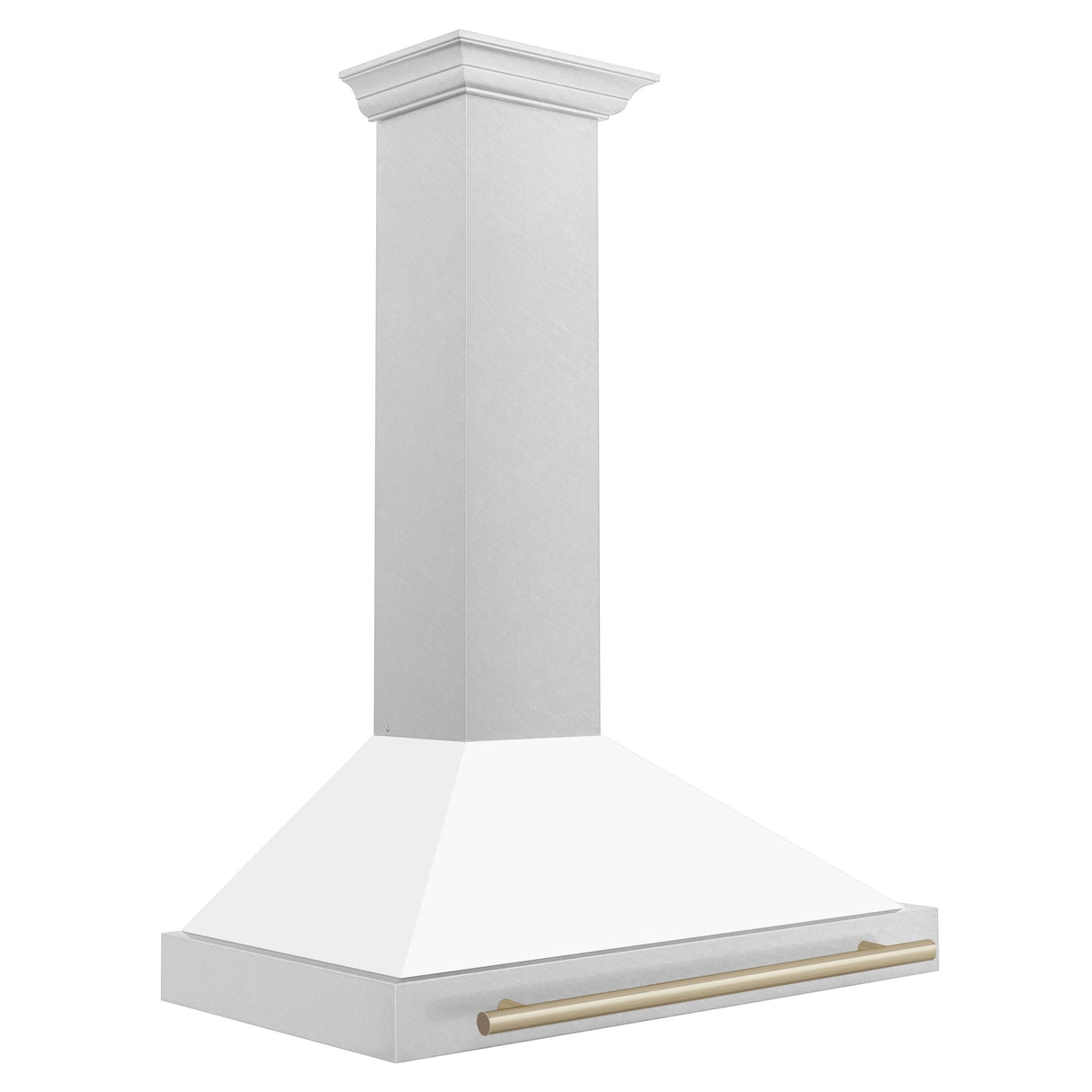 ZLINE 36 in. Autograph Edition Convertible Fingerprint Resistant DuraSnow Stainless Steel Range Hood with White Matte Shell and Champagne Bronze Handle (KB4SNZ-WM36-CB) [Color: Champagne Bronze Accents]
