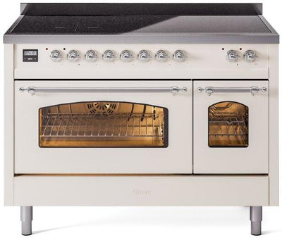 Nostalgie II 48 Inch Electric Freestanding Range in Antique White with Chrome Trim