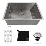 ZLINE 30 in. Meribel Undermount Single Bowl Stainless Steel Kitchen Sink with Bottom Grid (SRS-30)