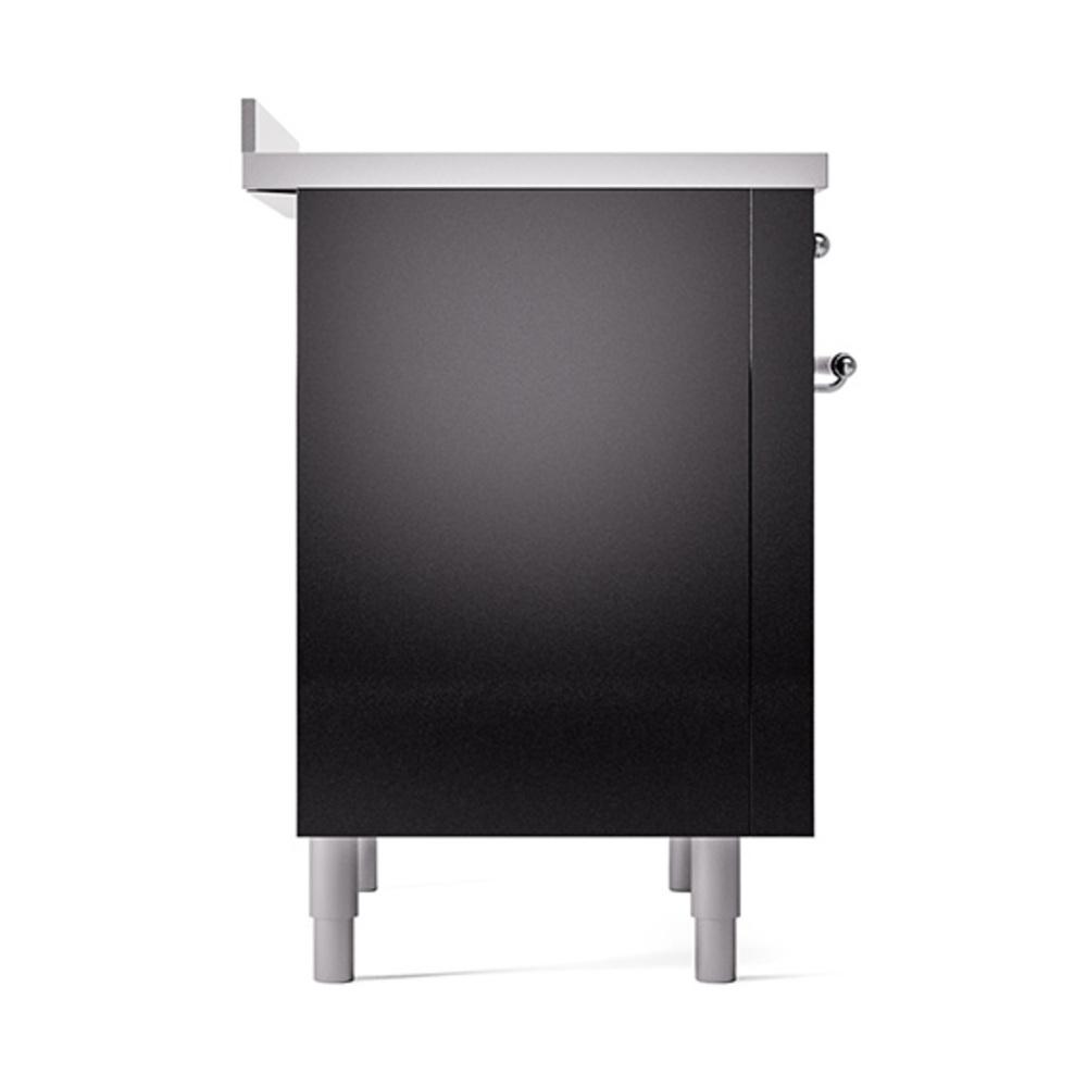 ILVE UNI366QNMPBKC Nostalgie II Noblesse 36 inch Induction Range (Solid Door, Glossy Black, Chrome)