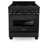 ZLINE 30 in. 4.0 cu. ft. Dual Fuel Range with Gas Stove and Electric Oven in Black Stainless Steel (RAB-BR-30)