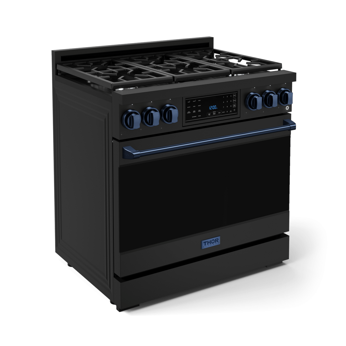 36 Inch Professional Gas Range With Tilt Panel Touch Control In Black/navy Blue  Gordon Ramsay Series