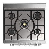 ILVE UM30NR3BKCLP Majestic III 30 inch Dual Fuel Range with 5 Black Brass Burners, Dual Function Burner up to 25,000 BTU (Liquid Propane, Triple Glass Door, Glossy Black, Chrome)