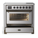 ILVE UMIB36NR3SSB Majestic III 36 inch Induction Range with 6 Elements, 3.5 cu. ft. Total Oven Capacity (Triple Glass Door, Stainless Steel, Burnished)