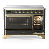 ILVE UMIB48NR3MGG Majestic III 48 inch Induction Range with 6 Elements, 5.02 cu. ft. Total Oven Capacity (Triple Glass Door, Graphite Matte, Brass)