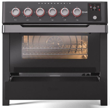 Panoramagic 36 Inch Electric Freestanding Range in Matte Black with Trim