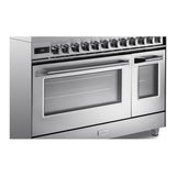 Verona VUFSGE486DSS 48 inch Ultima Collection Dual Fuel Range with 6 Brass Sealed Burners, 5.8 cu. ft. Oven Capacity, Digital Clock in Stainless Steel