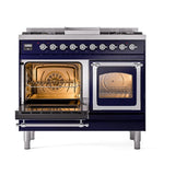 ILVE UND40FNMPMBC Nostalgie II Noblesse 40 inch Dual Fuel Range (Natural Gas, Triple Glass Door, Midnight Blue, Chrome)
