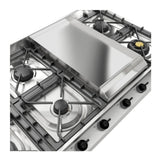 ILVE UHCP1265FNSSB Nostalgie II 48 inch Built-In Gas Cooktop with 8 Burners, Griddle, in Stainless Steel (Natural Gas, Burnished)