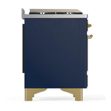 ILVE UMD40FQNR3MBGLP Majestic III 40 inch Dual Fuel Range with 6 Burners and Griddle, Dual Function Burner up to 25,000 BTU (Liquid Propane, Solid Door, Midnight Blue, Brass)