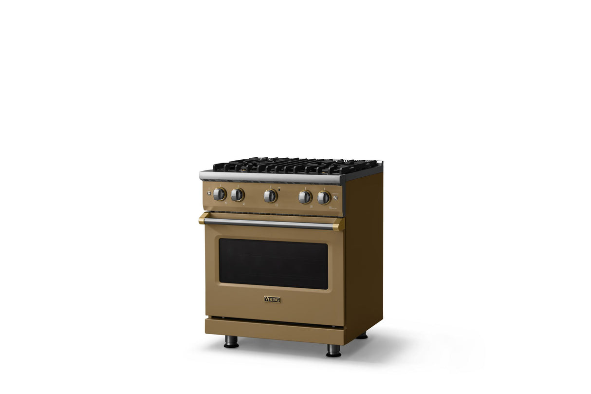 30"W. Sealed Burner Gas Range (Finish: Golden Hour, Trim: Brushed Brass, Fuel: Natural Gas)