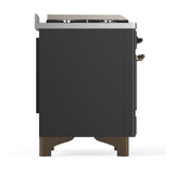 ILVE UM48FQNR3MGBLP Majestic III 48 inch Dual Fuel Range with 8 Burners and Griddle, Dual Function Burner up to 25,000 BTU (Liquid Propane, Solid Door, Graphite Matte, Burnished)