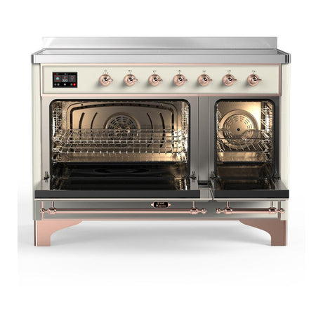ILVE UMIB48QNR3AWP Majestic III 48 inch Induction Range with 6 Elements, 5.02 cu. ft. Total Oven Capacity (Solid Door, Antique White, Copper)