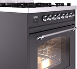Nostalgie II 30 Inch Dual Fuel Liquid Propane Freestanding Range in Matte Graphite with Chrome Trim