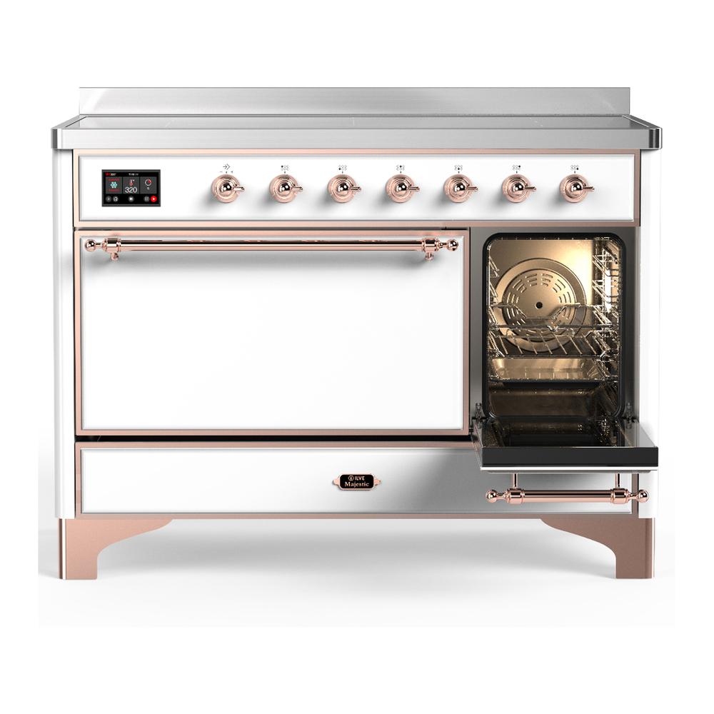 ILVE UMIB48QNR3WHP Majestic III 48 inch Induction Range with 6 Elements, 5.02 cu. ft. Total Oven Capacity (Solid Door, White, Copper)