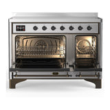 ILVE UMIB48NR3SSB Majestic III 48 inch Induction Range with 6 Elements, 5.02 cu. ft. Total Oven Capacity (Triple Glass Door, Stainless Steel, Burnished)