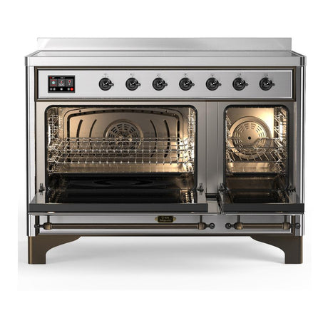 ILVE UMIB48NR3SSB Majestic III 48 inch Induction Range with 6 Elements, 5.02 cu. ft. Total Oven Capacity (Triple Glass Door, Stainless Steel, Burnished)