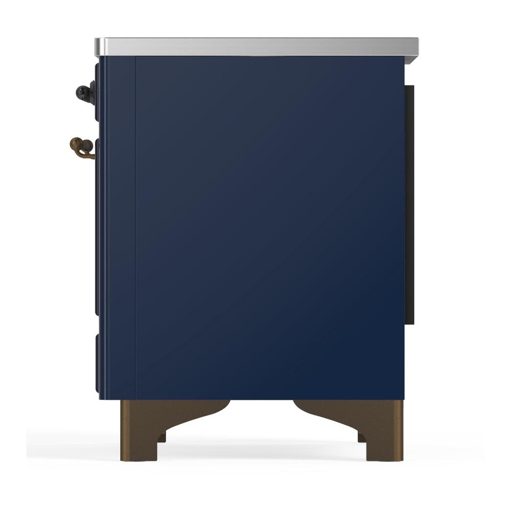 ILVE UMDIB40QNR3MBB Majestic III 40 inch Induction Range with 6 Elements, 3.82 cu. ft. Total Oven Capacity (Solid Door, Midnight Blue, Burnished)