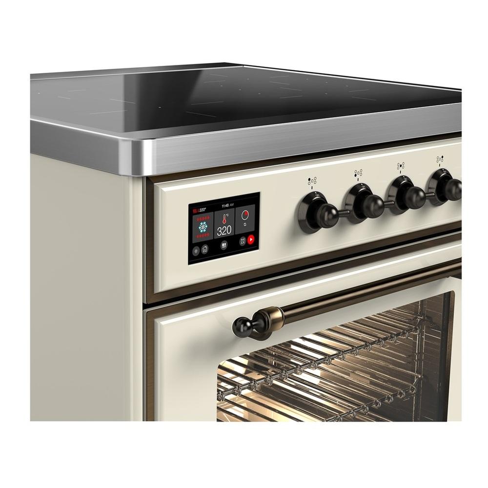 ILVE UMIB30NR3AWB Majestic III 30 inch Induction Range with 4 Elements, 4 cu. ft. Oven Capacity (Triple Glass Door, Antique White, Burnished)