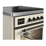 ILVE UMIB30NR3AWB Majestic III 30 inch Induction Range with 4 Elements, 4 cu. ft. Oven Capacity (Triple Glass Door, Antique White, Burnished)