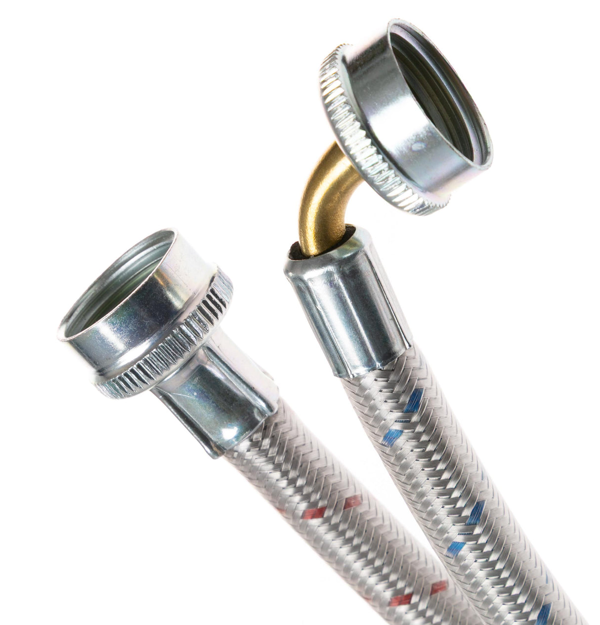 UNIVERSAL 6 FT STAINLESS STEEL WASHING MACHINE HOSES WITH 90 DEGREE ELBOW