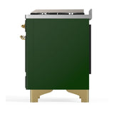 ILVE UM48FNR3EGG Majestic III 48 inch Dual Fuel Range with 8 Burners and Griddle, Dual Function Burner up to 25,000 BTU (Natural Gas, Triple Glass Door, Emerald Green, Brass)