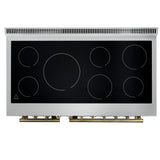 Forno Paolo 48 Inch Freestanding Electric Range in White with Antique Brass, 6.7 cu.ft, True Convection Oven, Energy Efficient
