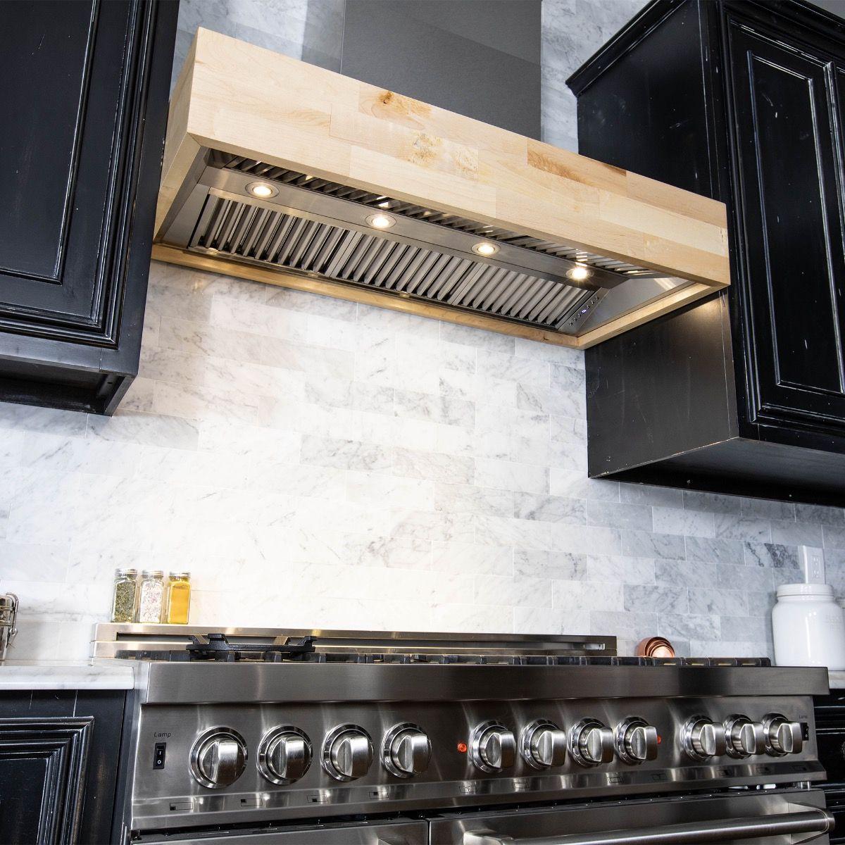 ZLINE 48 in. 1200 CFM Designer Series Wooden Wall Mount Range Hood in Butcher Block (681M-48)