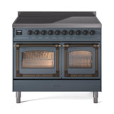 ILVE UNDI406NMPBGB Nostalgie II Noblesse 40 inch Induction Range (Triple Glass Door, Blue Grey, Burnished)