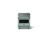 30"W. Induction Range (Finish: Splash, Trim: Brushed Brass)