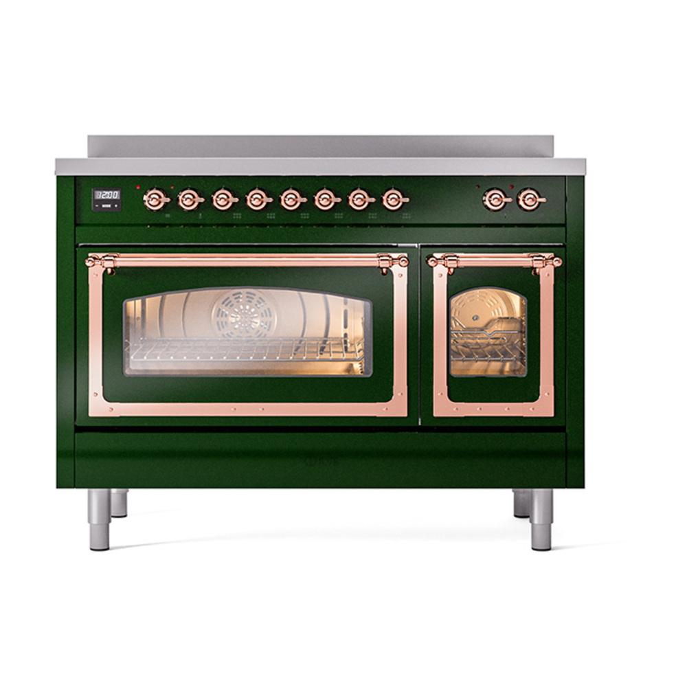 ILVE UNI486NMPEGP Nostalgie II Noblesse 48 inch Induction Range (Triple Glass Door, Emerald Green, Copper)