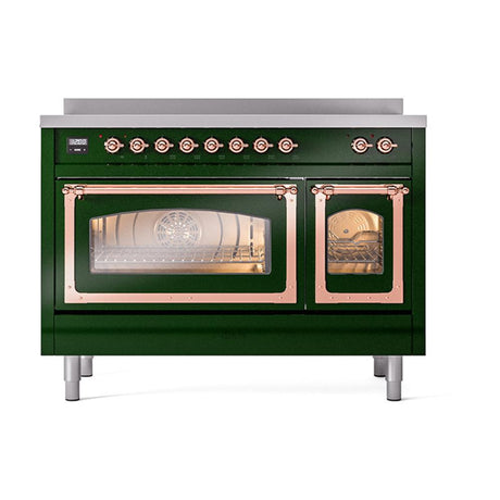 ILVE UNI486NMPEGP Nostalgie II Noblesse 48 inch Induction Range (Triple Glass Door, Emerald Green, Copper)