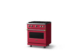 30"W. Sealed Burner Gas Range (Finish: Valentine, Trim: Brushed Brass, Fuel: Propane)
